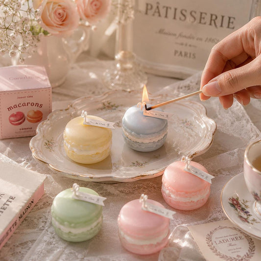 Handcrafted Macaron Candle, Soy Wax Dessert Candle, French Pastry Candle, Cute Food Candle, Aesthetic Room Decor, Fake Dessert Decor, Gift