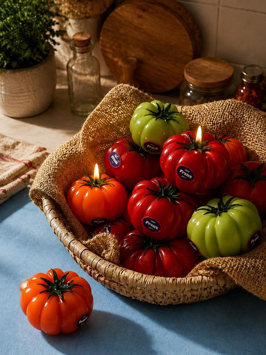 Handmade Tomato Candle - Garden Fresh Summer Decor, Realistic Vegetable Candle, Luxury Kitchen Accent, Handmade Soy Wax Candle, Foodie Gift