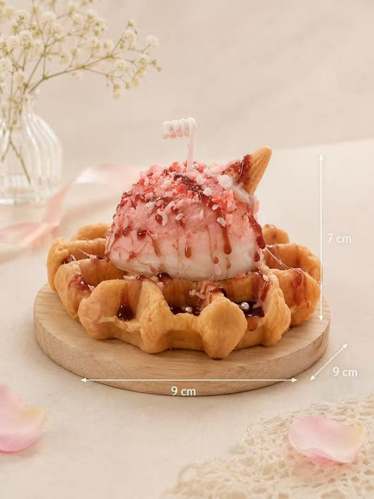 Handcrafted Waffle Ice Cream Candle,Fake Food Candle,Dessert Candle,Realistic Food Decor,Milk Scented Candle, Cute Kitchen Decor,Foodie Gift