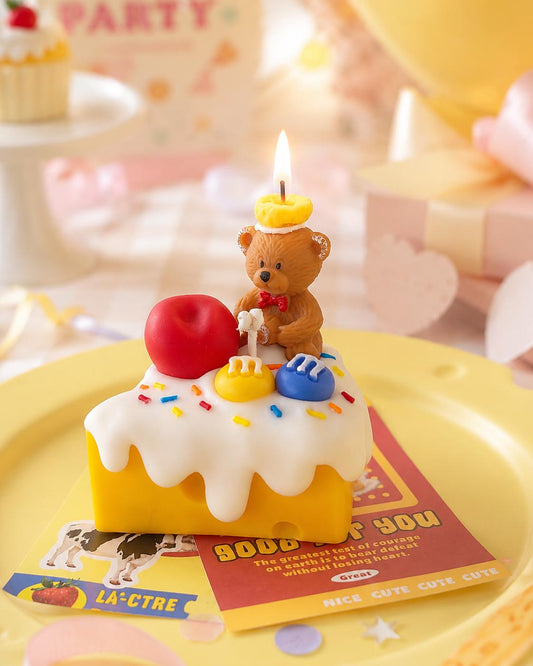 Handcrafted Cute Bear Cake Candle,Colorful Chocolate Candy Candle,Fake Food Candle,Kawaii Dessert Candle, Birthday Gift,Kawaii Birthday Gift