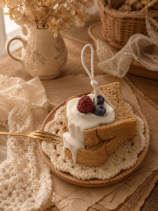 Handcrafted Realistic Toast Candle, Berry Cream Toast Candle,Fake Food Decor, Cute Breakfast Candle, Foodie Gift, Kitchen Decor, Unique Gift