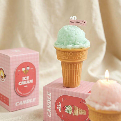Ice Cream Cone Candle – Color Collection shown in a product photo.