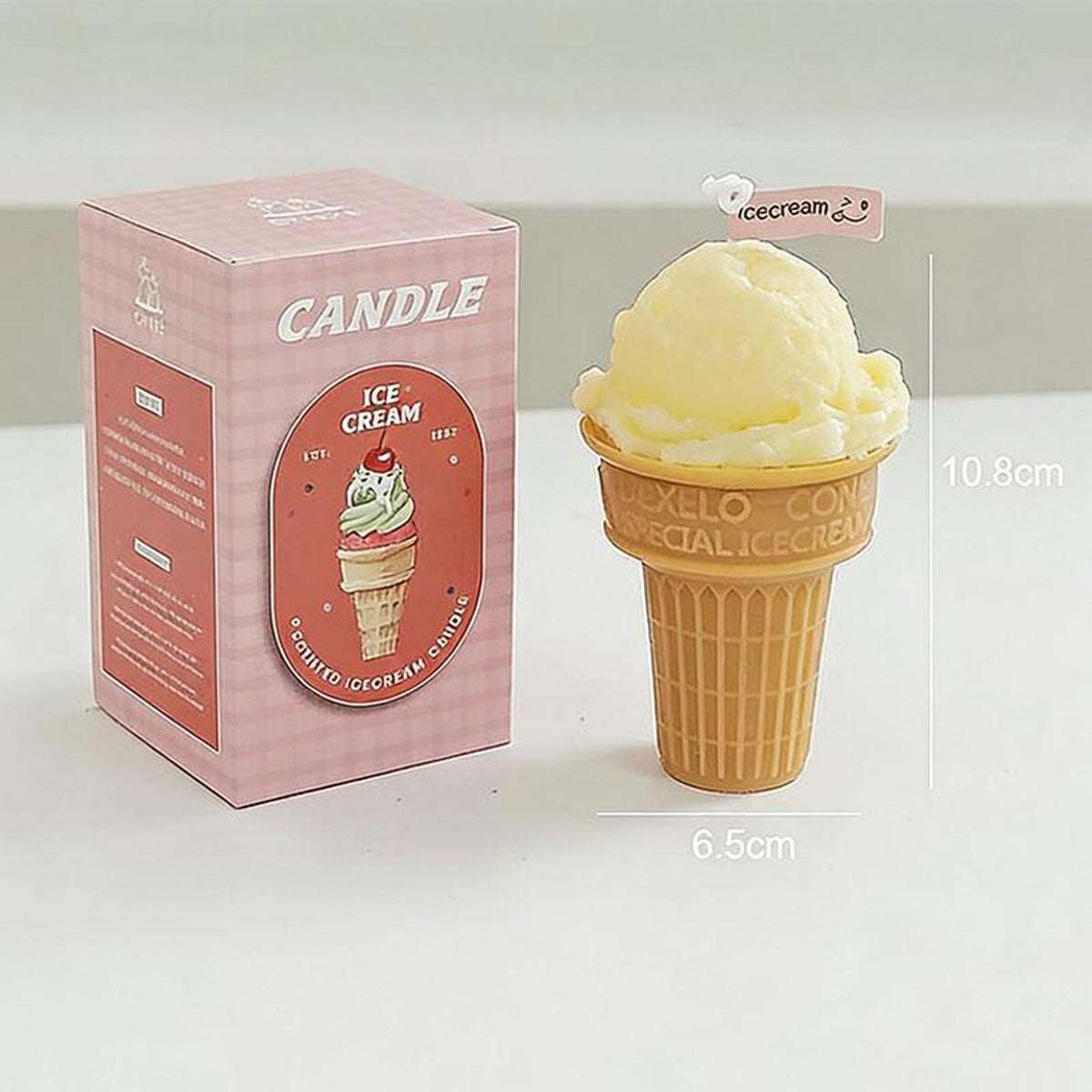 Alternate view of the ice cream cone candle.