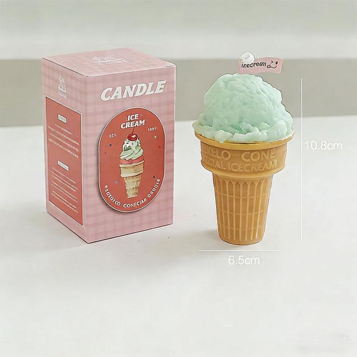 Alternate view of the ice cream cone candle.