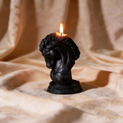 Alternate view of the horse head candle.