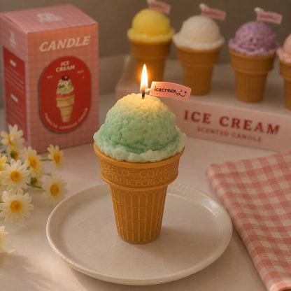 Alternate view of the ice cream cone candle.