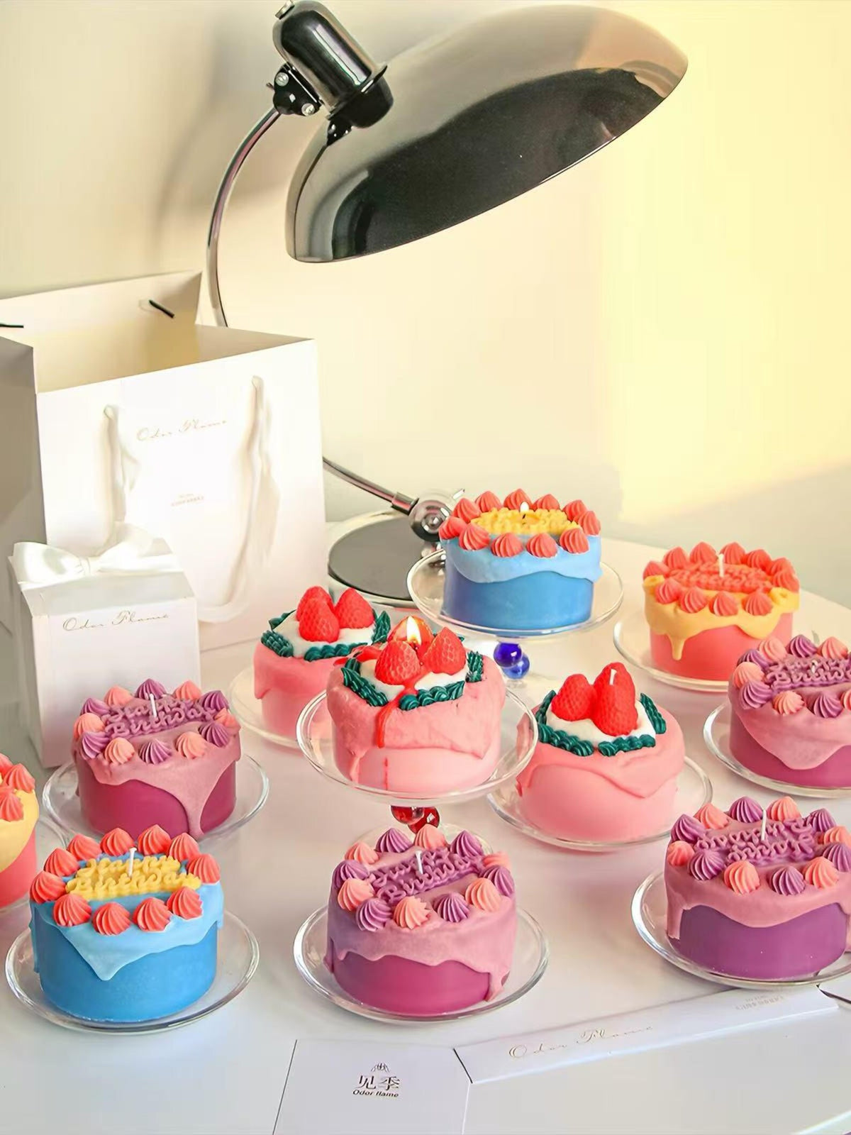 Alternate view of the mini birthday cake candle.