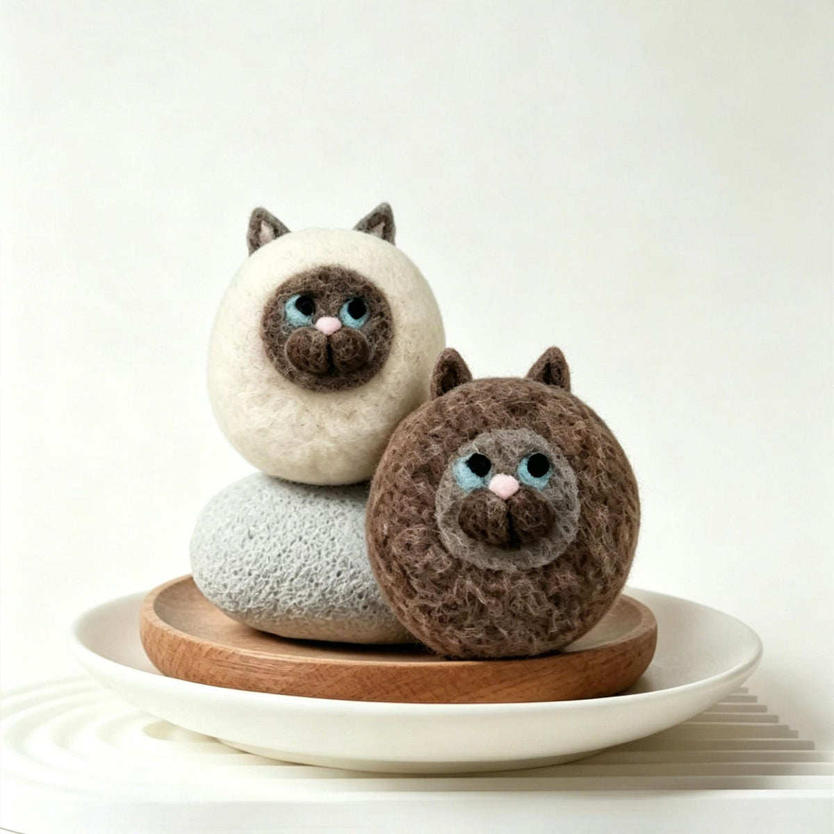 Alternate view of the cat felted soap.