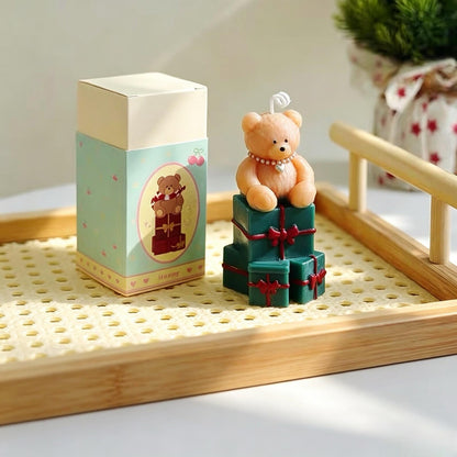Alternate view of the christmas teddy bear candle.
