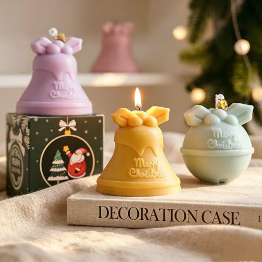 Christmas Bell & Bauble Candle shown in a product photo.