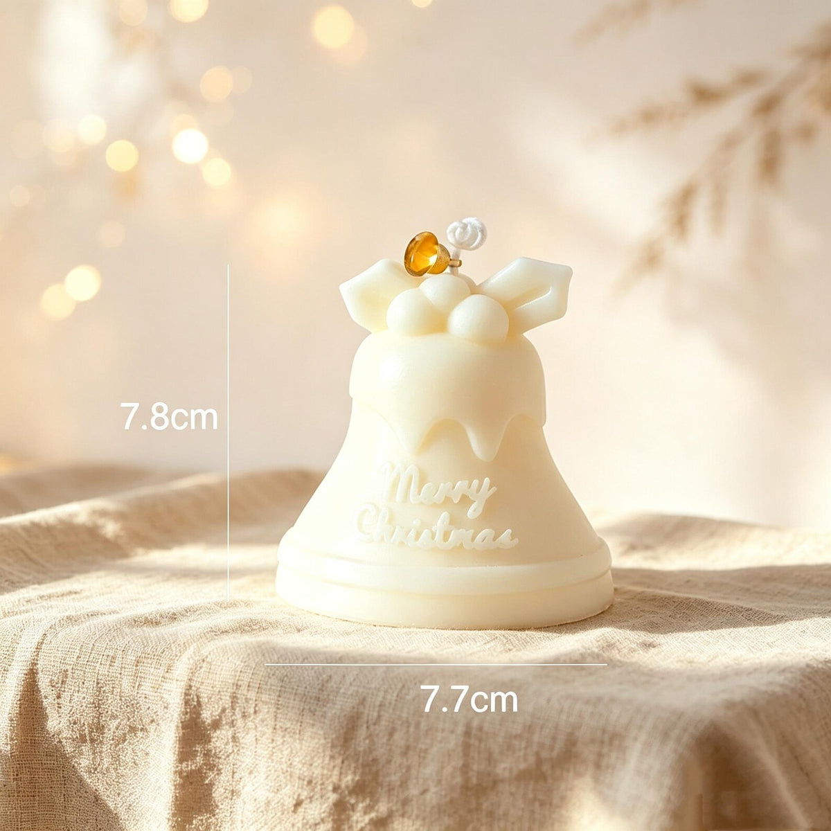 Alternate view of the christmas bell & bauble candle.