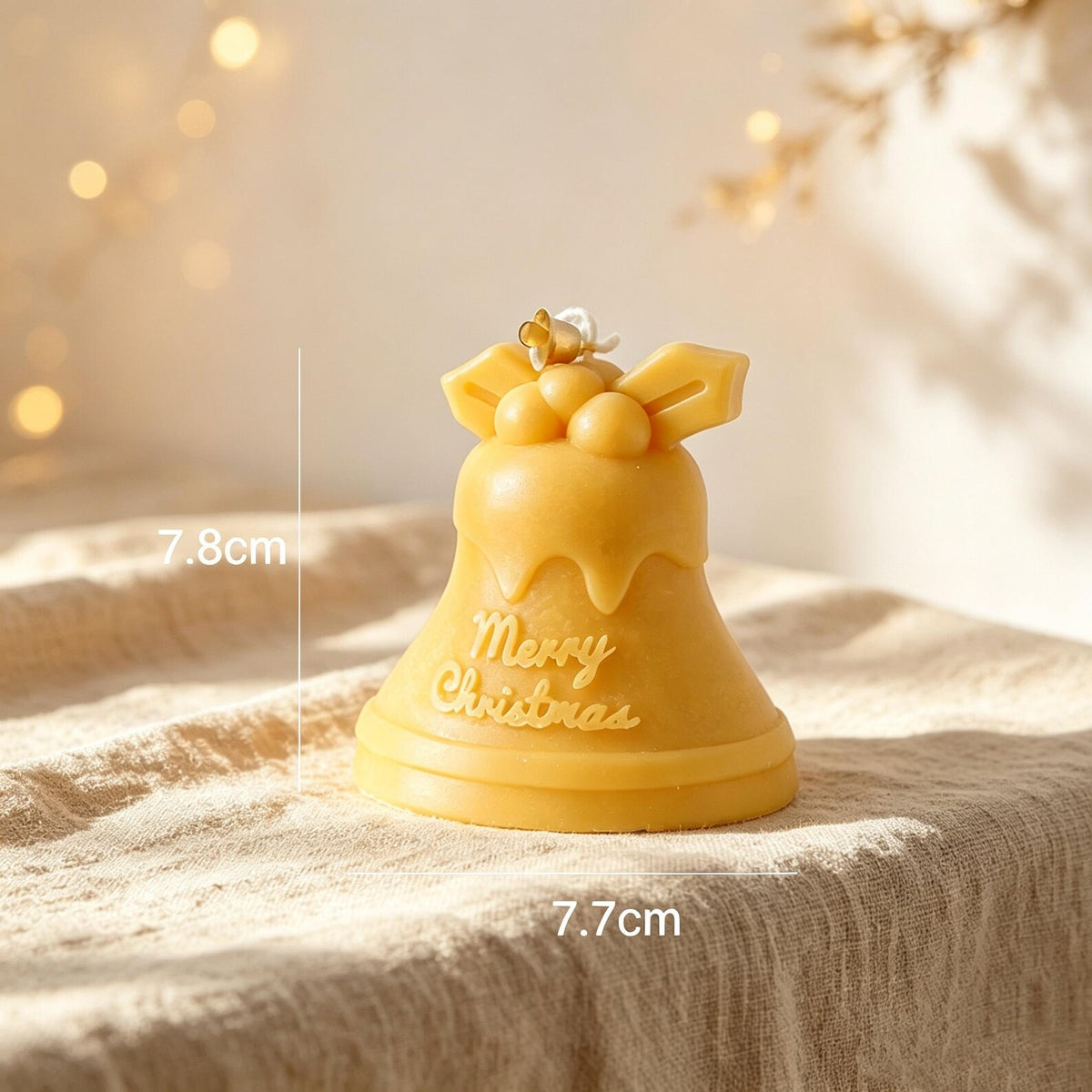Alternate view of the christmas bell & bauble candle.