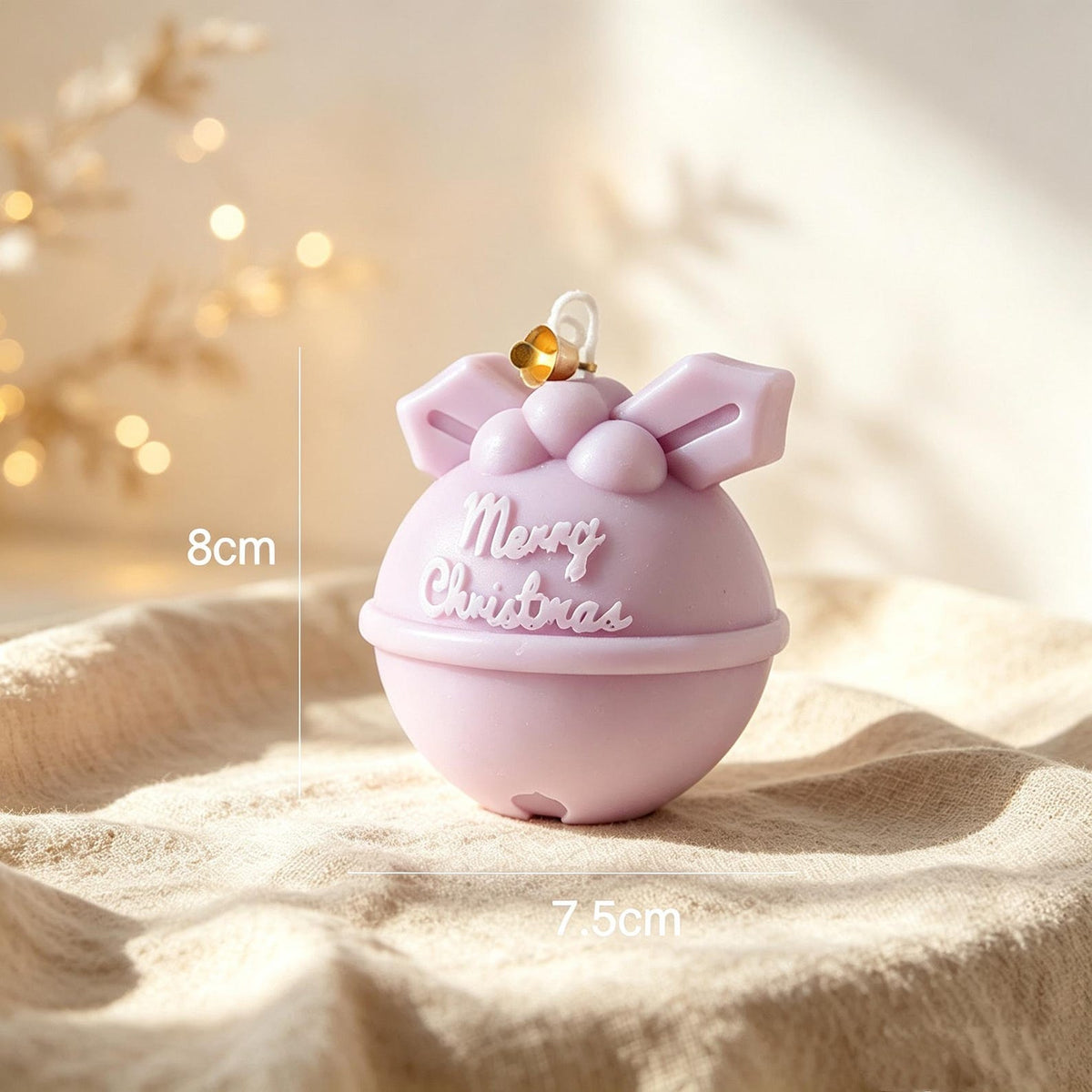 Alternate view of the christmas bell & bauble candle.