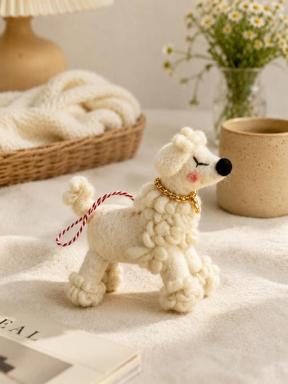 Alternate view of the wool felt animal aroma ornament.