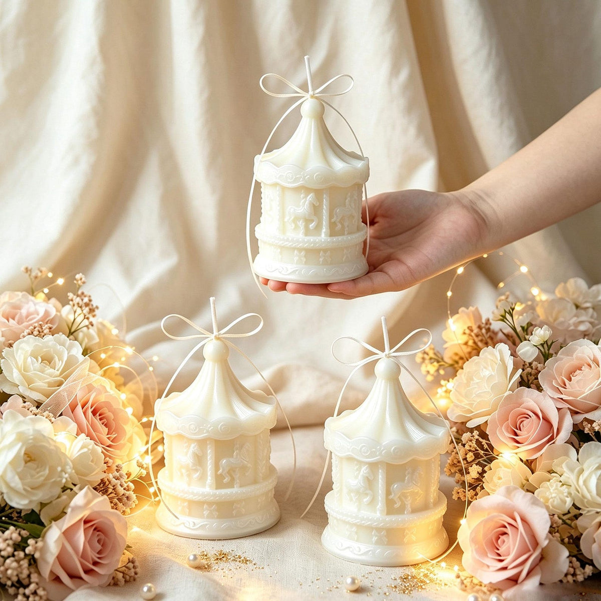 Alternate view of the carousel candle.