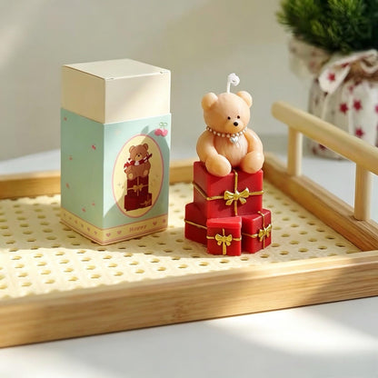 Alternate view of the christmas teddy bear candle.
