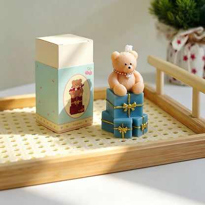 Alternate view of the christmas teddy bear candle.
