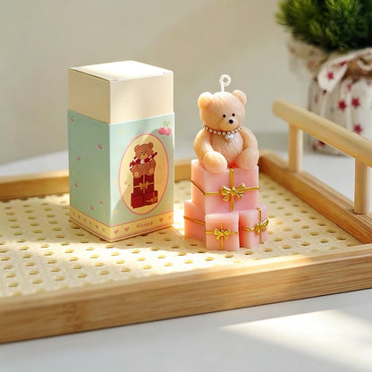 Alternate view of the christmas teddy bear candle.