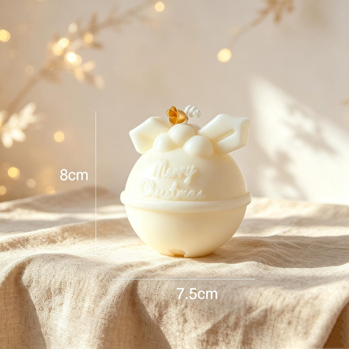 Alternate view of the christmas bell & bauble candle.