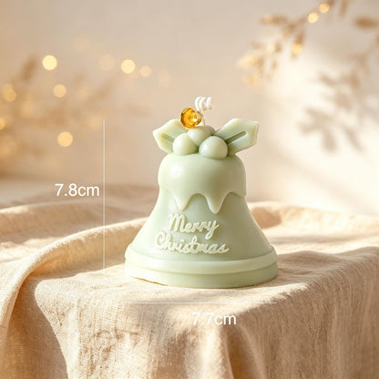 Alternate view of the christmas bell & bauble candle.