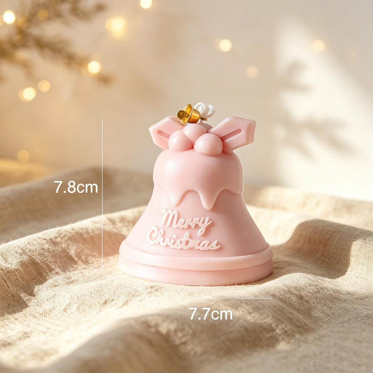 Alternate view of the christmas bell & bauble candle.