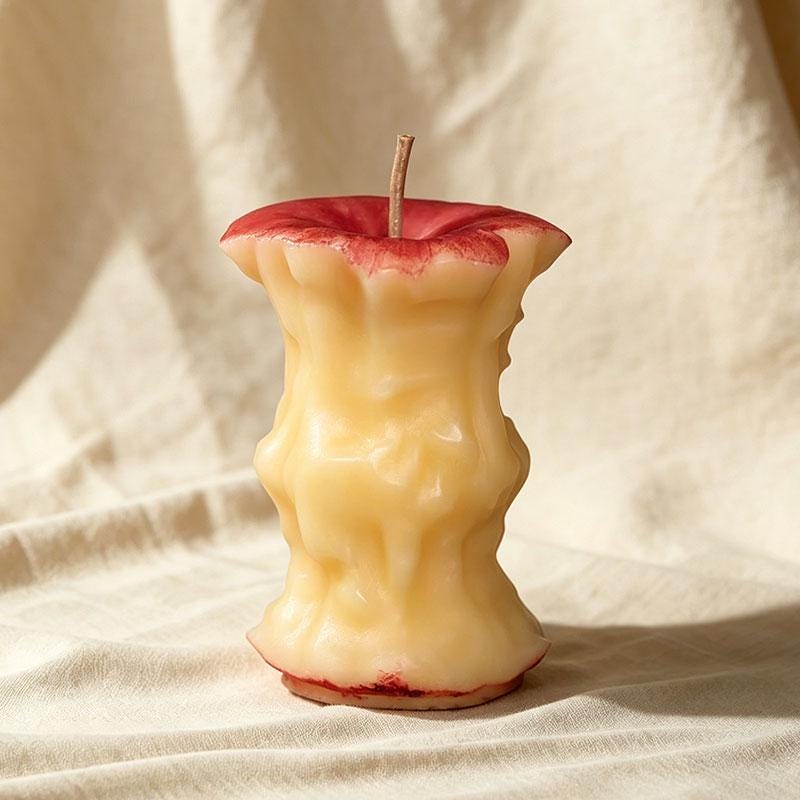 Handcrafted Bitten Apple Candle,Realistic Fruit&Vegetable Candle, Scented Food Candle, Handmade Soy Wax Candle,Fake Food Decor,Kitchen Decor