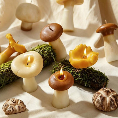Mushroom Beeswax Candle shown in a product photo.