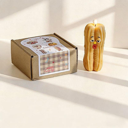 Additional product view of the toast & croissant candle set.