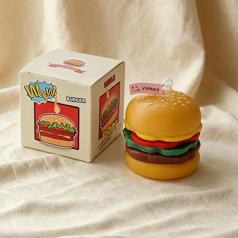 Hamburger Candle shown in a product photo.