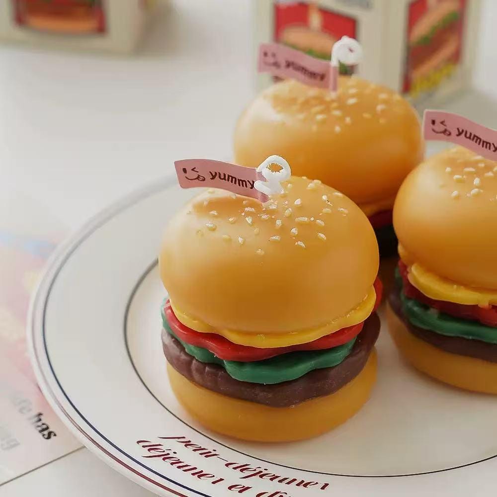 Detail view of the hamburger candle.