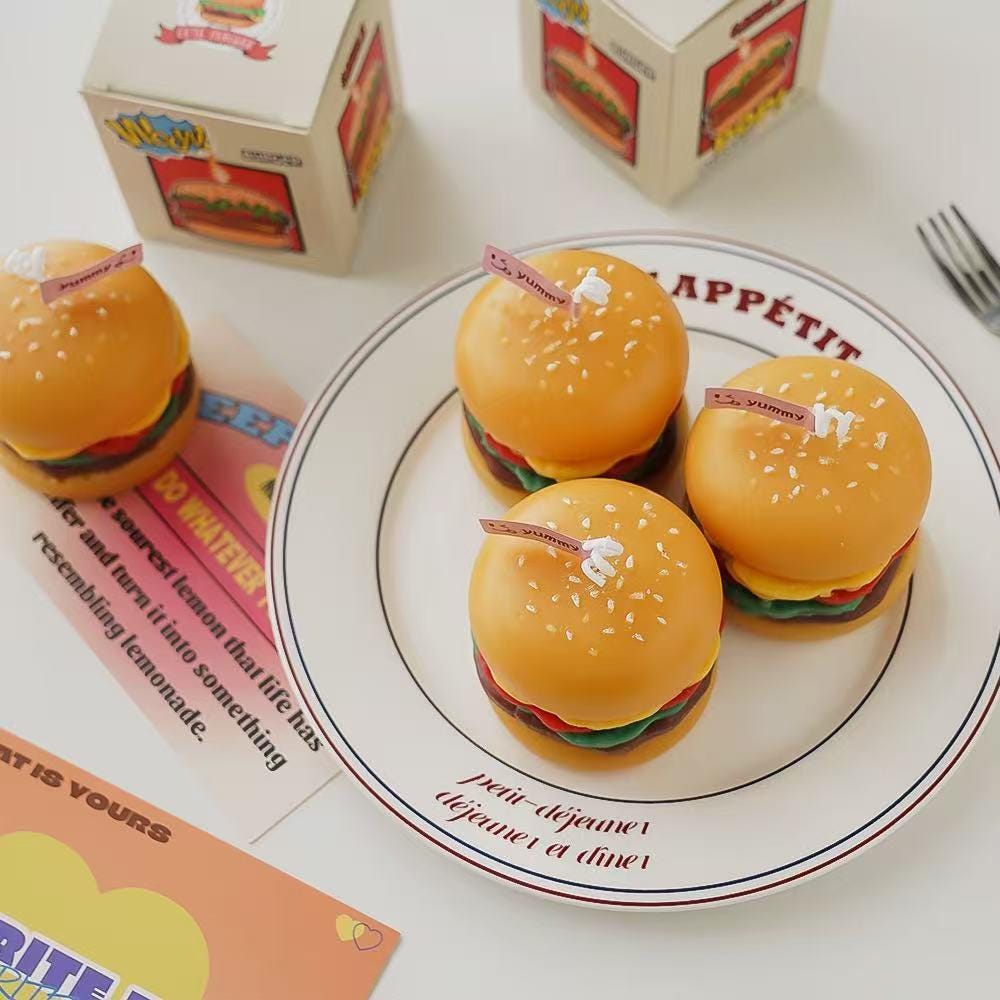 Handmade Scented Hamburger Candle, Fake Food Candle, Kawaii Decor, Cute Room Decor, Foodie Gift, Novelty Candle