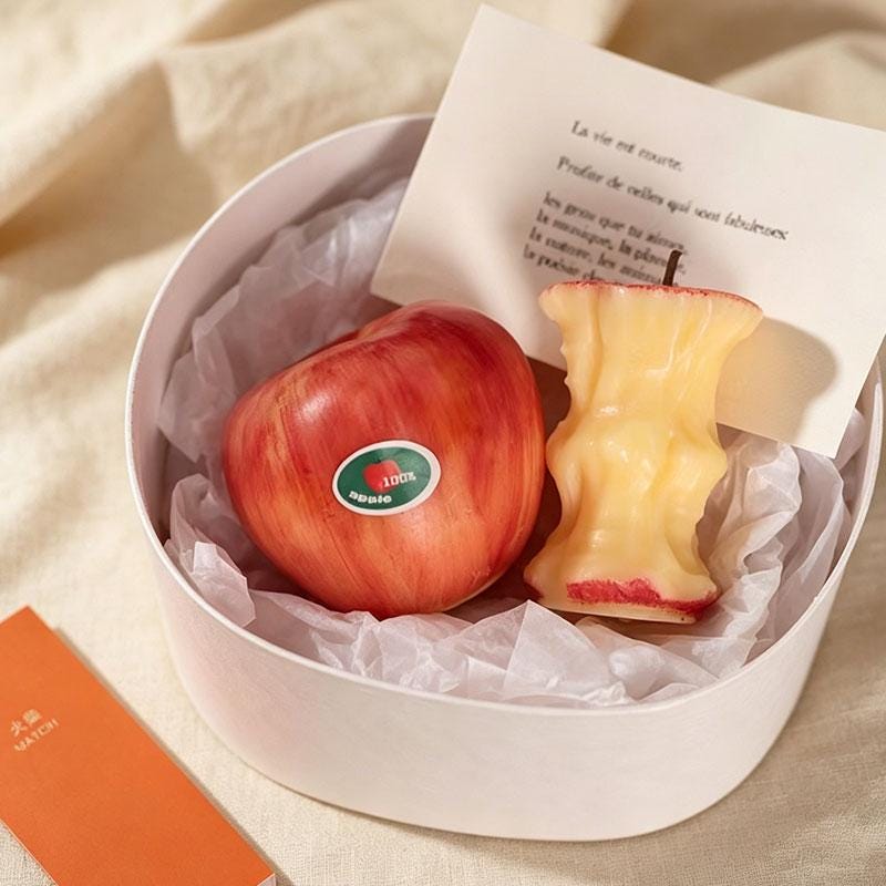 Handcrafted Bitten Apple Candle,Realistic Fruit&Vegetable Candle, Scented Food Candle, Handmade Soy Wax Candle,Fake Food Decor,Kitchen Decor