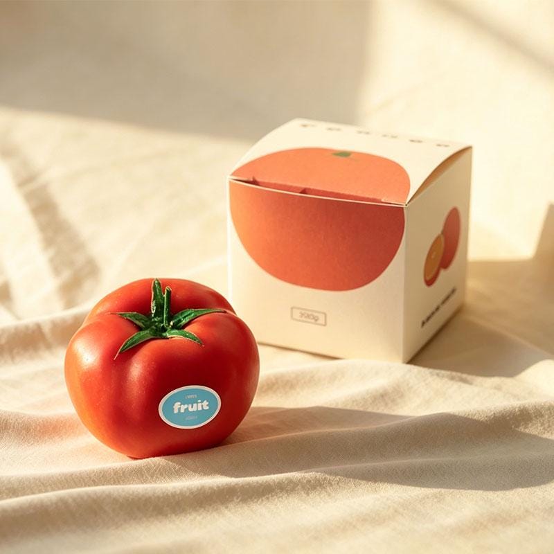 Close-up view of the fruit & vegetable candle set.