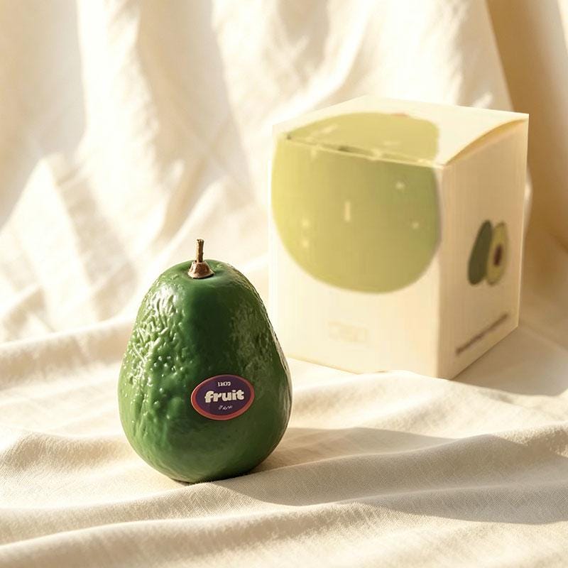 Another view of the fruit & vegetable candle set.
