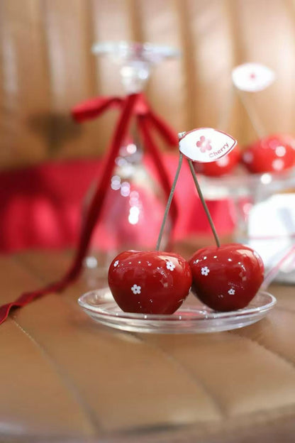 Handcrafted Cherry Candle, Handmade Fruit Candle, Realistic Cherry Candle, Cute Home Decor, Aesthetic Decor, Unique Gift for Her