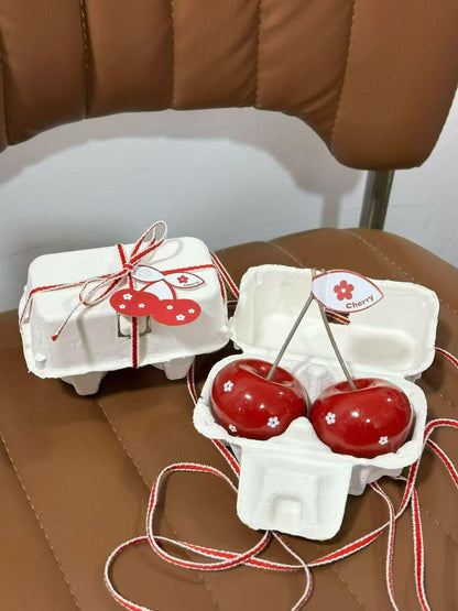 Handcrafted Cherry Candle, Handmade Fruit Candle, Realistic Cherry Candle, Cute Home Decor, Aesthetic Decor, Unique Gift for Her