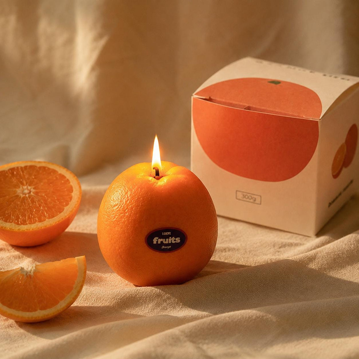 Additional view of the fruit & vegetable candle set.