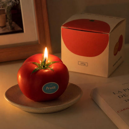 Closer view of the fruit & vegetable candle set.