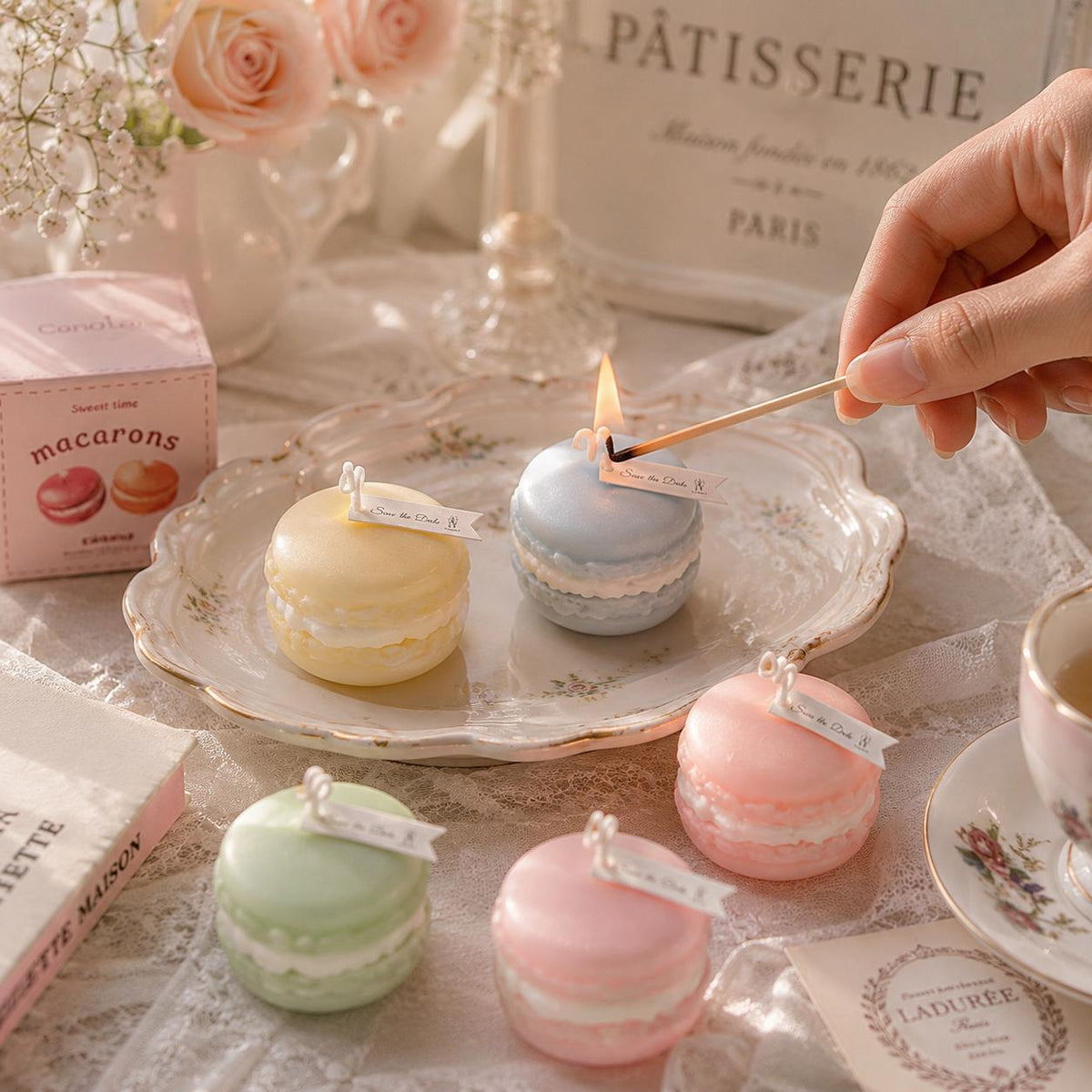 Handcrafted Macaron Candle, Soy Wax Dessert Candle, French Pastry Candle, Cute Food Candle, Aesthetic Room Decor, Fake Dessert Decor, Gift