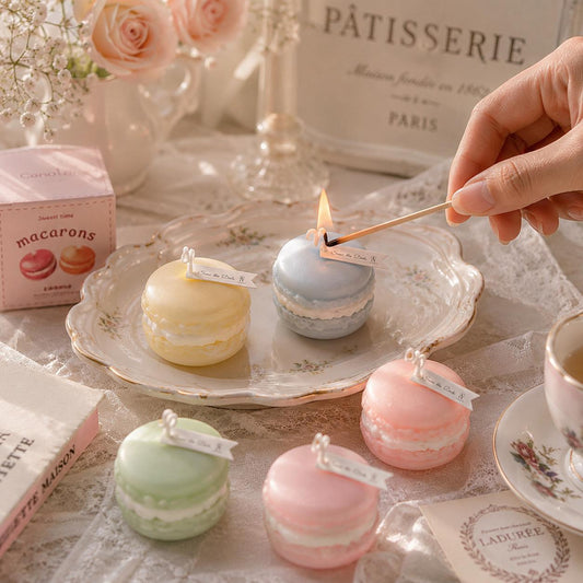 Handcrafted Macaron Candle, Soy Wax Dessert Candle, French Pastry Candle, Cute Food Candle, Aesthetic Room Decor, Fake Dessert Decor, Gift