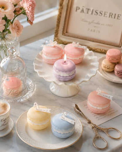 Handcrafted Macaron Candle, Soy Wax Dessert Candle, French Pastry Candle, Cute Food Candle, Aesthetic Room Decor, Fake Dessert Decor, Gift