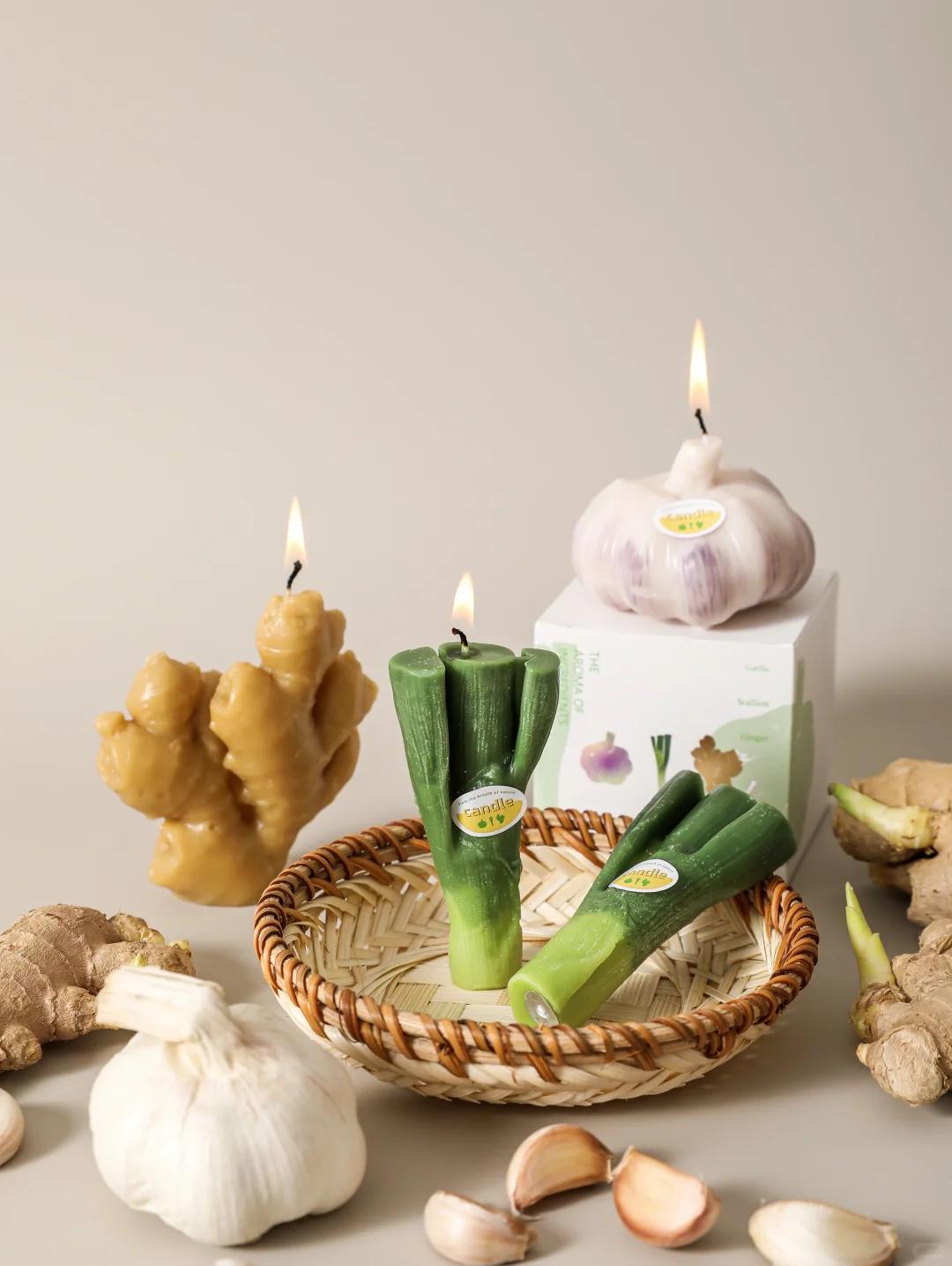 Handmade Ginger Candle - Garden Fresh Summer Decor, Realistic Vegetable Candle, Luxury Kitchen Accent, Handmade Soy Wax Candle,  Foodie Gift