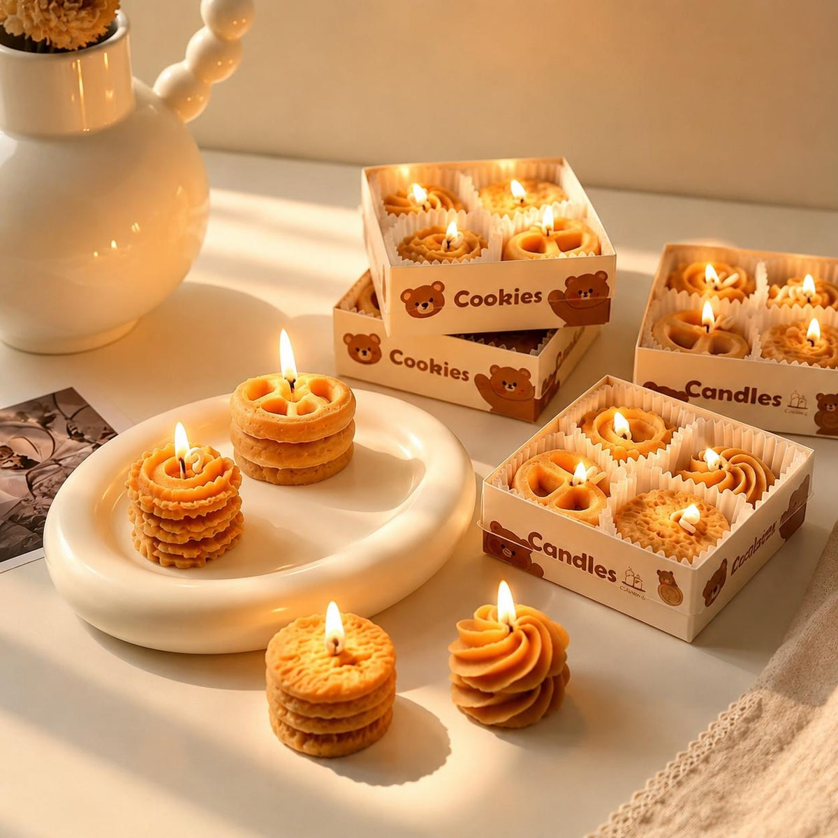Cookie Candle Gift Box, Handmade Soy Wax Cookie Candle Set, Dessert Candle, Biscuit Candle, Cute Food Decor, Gift for Her