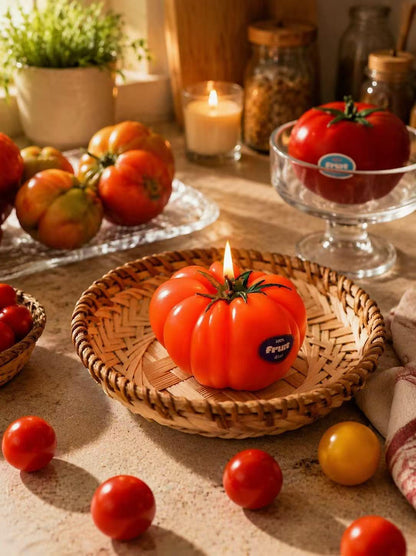 Handmade Tomato Candle - Garden Fresh Summer Decor, Realistic Vegetable Candle, Luxury Kitchen Accent, Handmade Soy Wax Candle,  Foodie Gift