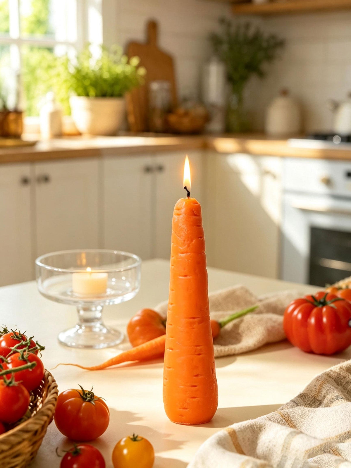 Handmade Carrot Candle，Handmade Vegetable Candle, Realistic Fake Food Decor, Luxury Kitchen Accent, Soy Wax Candle,  Foodie Gift