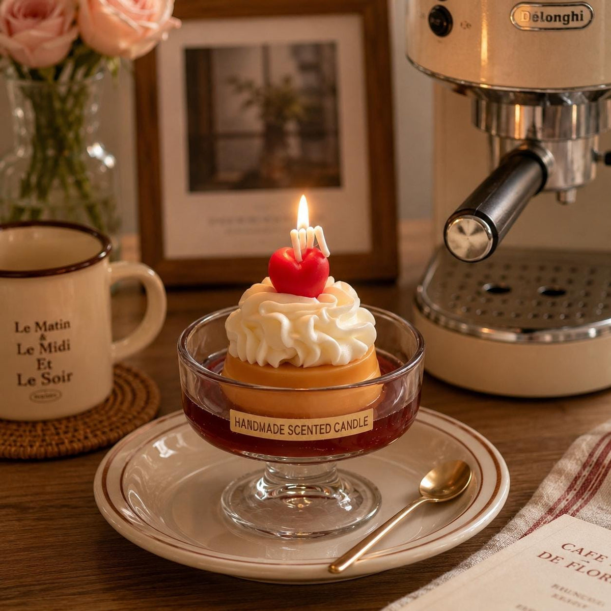 Handcrafted Coffee Pudding Candle, Handmade Soy Wax Dessert Candle, Fake Food Candle, Cute Home Decor, Café Aesthetic Gift, Coffee Decor