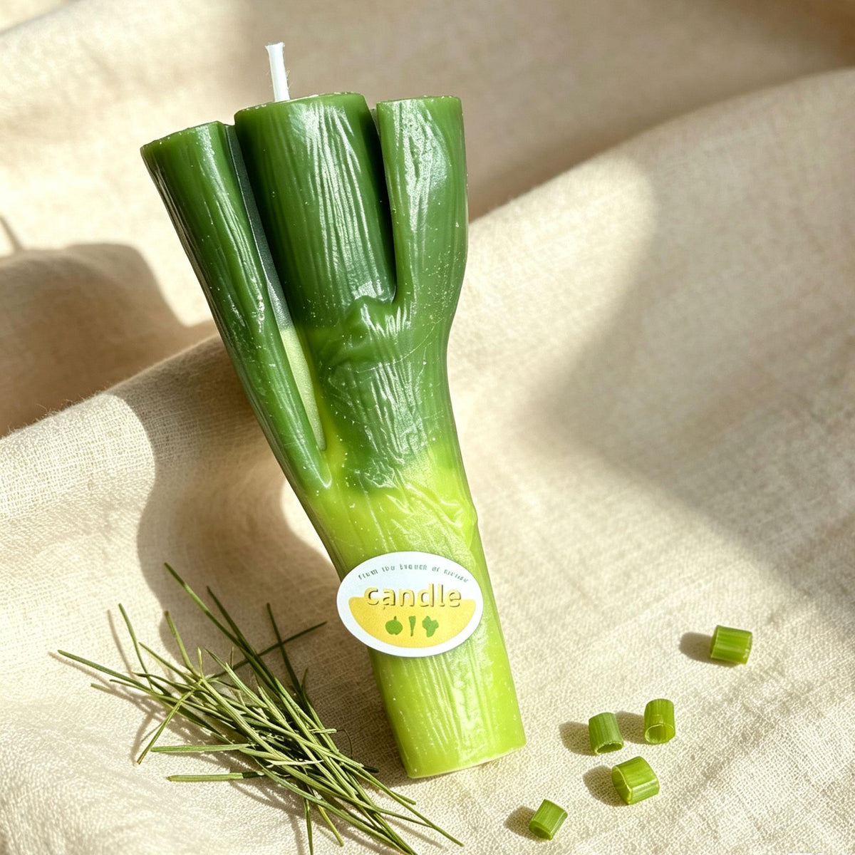Handmade Green Onion Candle - Garden Fresh Summer Decor, Realistic Vegetable Candle, Luxury Kitchen Accent, Fake Food Candle,  Foodie Gift