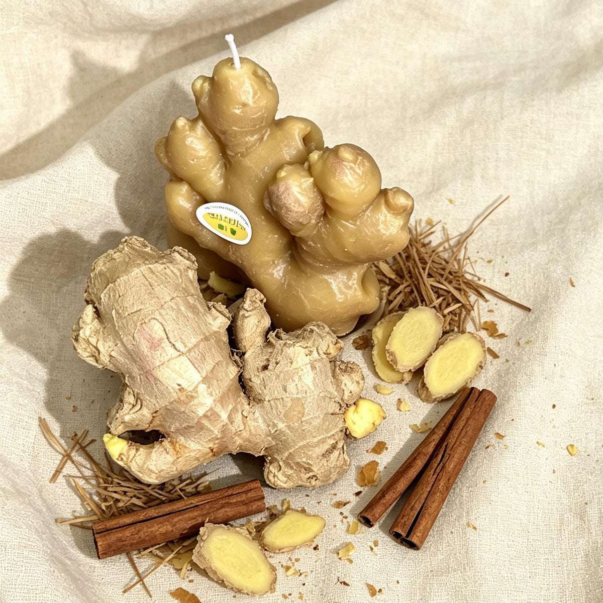 Handmade Ginger Candle - Garden Fresh Summer Decor, Realistic Vegetable Candle, Luxury Kitchen Accent, Handmade Soy Wax Candle,  Foodie Gift