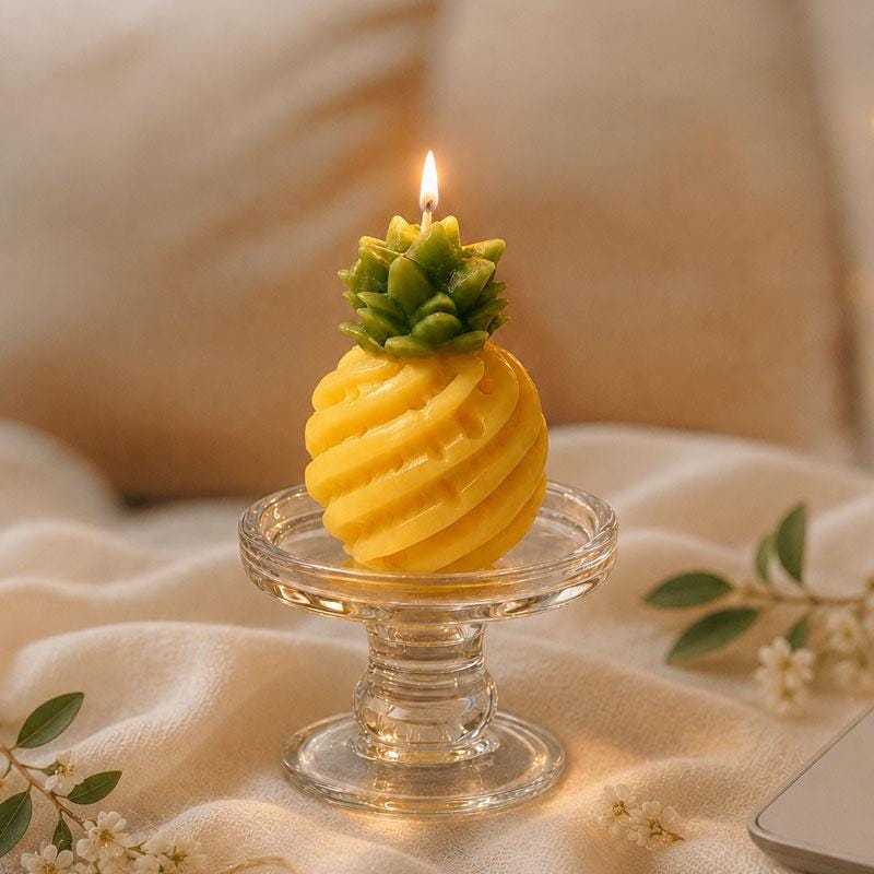 Handmade Pineapple Candle - Garden Fresh Summer Decor, Realistic fruit Candle, Luxury Kitchen Accent, Tropical Fruit Candle,  Foodie Gift
