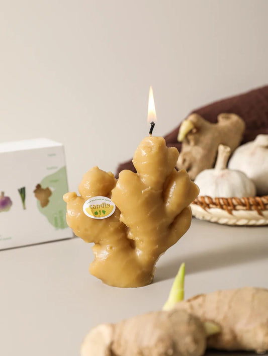 Handmade Ginger Candle - Garden Fresh Summer Decor, Realistic Vegetable Candle, Luxury Kitchen Accent, Handmade Soy Wax Candle,  Foodie Gift